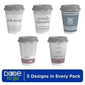 Dixie To Go Disposable Paper Cups with Lids, Multicolor, 12 oz, 40 Count