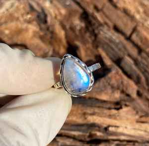 Handmade Rainbow Moonstone Ring 925 Sterling <b>Silver</b> Gemstone Jewelry For Women Natural Stone Gift - Product Image 2