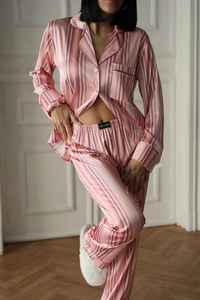 Conjunto de Pijama de Satén para Mujer, Camisa de Manga Larga con Cuello en V y Botones, Pantalones Cortos, Ropa de Dormir Térmica Suave, Cintura Elástica, Primavera - Product Image 4