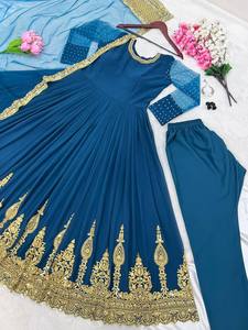 2024 Punjabi Style romain indien occidental femmes ready-made Churidaar robe matériel haute qualité Net bas prix costume Salwar - Product Image 6
