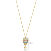 Collier avec pendentif en argent sterling 925 fait main en Turquie, design montgolfière arc-en-ciel CZ, vente en gros