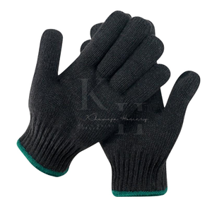 Gants de sécurité unisexes en coton noir tricoté sur mesure, tissu extensible du Pakistan, respirants, compatibles écran tactile, décontractés, toutes saisons, haute qualité - Product Image 1