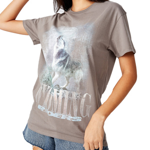 เสื้อยืดคอกลมแขนสั้นสำหรับผู้หญิง,เสื้อยืดคอกลมแขนสั้นผ้าฝ้าย100% สีพื้นพิมพ์โลโก้แบบกำหนดเอง - Product Image 1