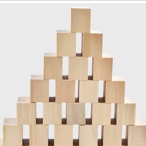 European Unfinished DIY <b>Wood</b> <b>Crafts</b> Square Natural <b>Blank</b> Block Set <b>for</b> Kids Home Decoration Gift Box Model Toy Style - Product Image 2