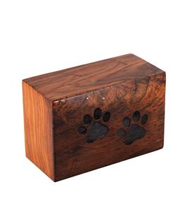 Urne pour animaux de compagnie en palissandre gravée pour chiens chats urnes commémoratives pour cendres, boîte en bois pour photo (45 cubes dans deux pattes-noir) - Product Image 4