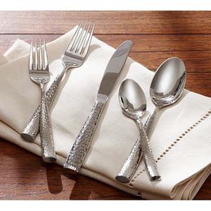 Juego de cubiertos de acero inoxidable de lujo chapados en oro, cubiertos para fiesta de boda, Escuela de comedor real Vintage martillado completo - Product Image 1