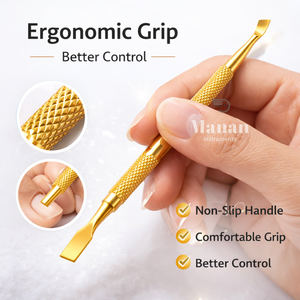 Empujador de Cutículas Reutilizable de Doble Punta, Limpiador de Uñas de Acero Inoxidable Dorado, Herramienta de Manicura y Pedicura, Fabricante OEM con Logotipo Personalizado - Product Image 5