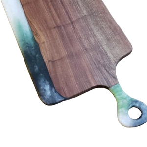 Offre Spéciale de gros plateau de fromages en bois avec résine écologique Logo personnalisé grandes planches de charcuterie ensemble plateau de fromages - Product Image 1