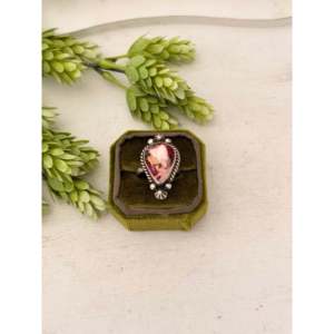 Johnny Dixon <b>Adjustable</b> <b>Ring</b> Rose Dahlia Sterling Silver Romantic Boho Style Featuring Natural Pear Oval Cut for Everyday Wear - Product Image 1