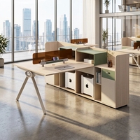 Ensemble bureau et chaise de bureau moderne et simple, bureau informatique quatre places en PVC pour bureau, salon de manucure, origine Chine