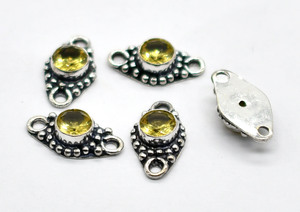 Antique Silver Plated Citrine Gemstone Double Loop Connector 20X11mm NC46 Jewelry Making <b>Charm</b> Findings Lot - Product Image 2