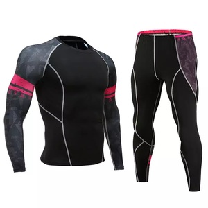 GAF Custom Printed <b>Mens</b> Long Sleeve BJJ MMA Rash Guard <b>Mens</b> <b>Compression</b> Tights Tee <b>Shirt</b> Leggings Set - Product Image 5