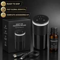 Diffuseur d'arômes intelligent pour voiture, support de tasse, ultrasons, nano-brume, 3 modes de parfum, lumière d'ambiance nocturne, grand réservoir d'huile pour la maison