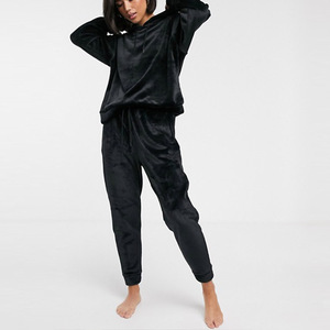Women Custom <b>Hooded</b> Printed Velour Tracksuits Solid Casual 2 Piece Long Set Breathable Lightweight Comfortable - Product Image 1