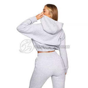 Conjunto Deportivo de 2 Piezas para Mujer, Talla Grande, Sudadera Ligera con Capucha, Pantalones Deportivos Transpirables, Top Corto, Logotipo Personalizado - Product Image 3