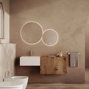 Meuble de salle de bain mural de 140 cm avec 4 tiroirs et lavabo blanc, ensembles de salle de bain Rota en chêne doré - Product Image 2
