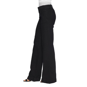 Pantalones acampanados de cintura alta negros para mujer, pantalones elásticos con corte de bota, pantalones de pierna ancha informales ajustados para trabajo de oficina - Product Image 3
