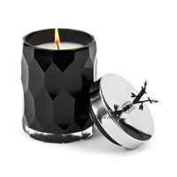 Pot de bougie de forme ronde en verre transparent de haute qualité avec couvercle supérieur en métal design papillons plaqué or d'Inde