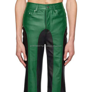 Pantalon en cuir à jambes droites avec blocs de couleur OEM pour hommes - Product Image 4