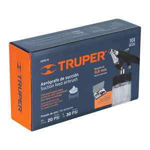 Pistolet à air comprimé pour gâteaux Truper AERO-8 à double action avec buse de 0,8 mm, alimentation par gravité, vitesse réglable, piston en cuivre, pression de 20 à 30 PSI - Product Image 1