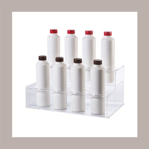 Transparent 8-Slot <b>Ladder</b> Display Stand with 45x25.5H21 cm for Storage Trays - Product Image 2