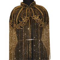 Robe de Soirée Modeste Ethnique Traditionnelle pour Femme Musulmane, Tendance et Élégante, avec Cape Lourde Dorée, Broderie Main, Naturelle et Respirante