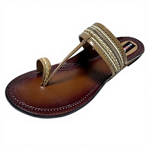 RAJSONS Kolhapuri Stylish Ladies <b>Slides</b>-Genuine Leather Upper Lightweight Comfortable Footwear with Embroidery & Stones - Product Image 1