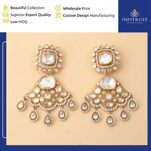 Fabricado EN LA India, los pendientes colgantes de piedra moissanita de plata oxidada de estilo Vintage más vendidos para el uso diario de las mujeres - Product Image 2