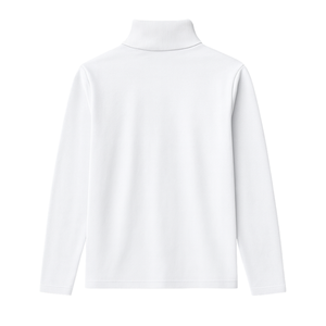 Women White Long Sleeve Turtle Neck <b>Top</b> 100% Luxury Organic Cotton Pre Shrunk GOTS Certified Premium Breathable Classic Fit Tee - Product Image 2
