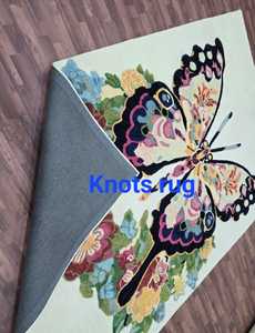 Handmade wool multi color soft hand tufted modern butterfly rug for <b>bed</b> room kids room - Product Image 3