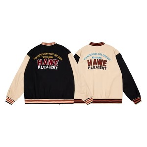 Custom High Quality Coated Canvas Collarless Varsity Windproof Men's <b>Jacket</b> with Star Patch Embroidery <b>Smart</b> Casual Style - Product Image 4