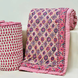 Moderno de lujo indio Ultra suave edredón King Size bloque de mano impreso reversible ropa de cama de invierno con calidez comodidad ponderada - Product Image 1