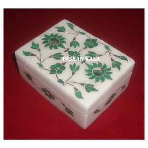 Boîtes à bijoux en marbre blanc avec incrustations de fleurs, finition soignée, produit magnifique et fantastique, au meilleur prix - Product Image 1