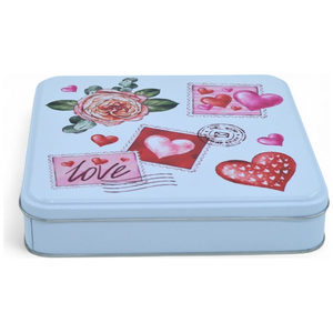 Boîte cadeau carrée en étain blanc mat de 218x218x40 mm avec impression personnalisée, qualité alimentaire - Product Image 3