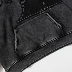 Sweat-shirts pour hommes en denim délavé, vente directe d'usine 2026, logo personnalisé, sweat-shirts en denim délavé uni pour hommes - Product Image 4