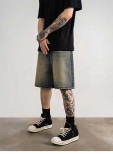 Baggy personnalisé en coton denim pour hommes Jeans déchirés respirant court motif tissé Style décontracté - Product Image 4