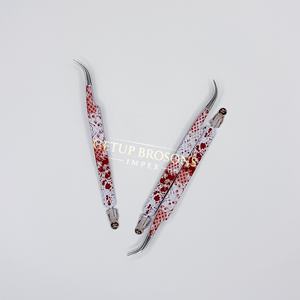 Pinzas para Pestañas GETUP BROSONS IMPEX Curve, Diseño de Halloween, Recubrimiento de Papel, Acero Inoxidable, Punta Suave, Antimagnéticas, de Precisión - Product Image 1