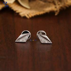 0.104 TDW Pendiente de diamante de corte brillante redondo 18K Oro blanco Labgrown Diamante Hpht/Cvd Joyería de diamantes - Product Image 3