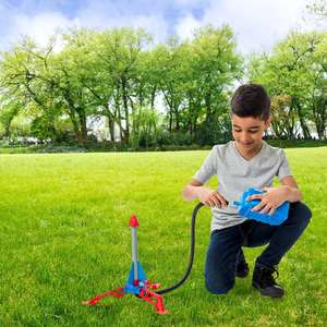 Juego de lanzacohetes de espuma de plástico accionado por aire Juguete de cohete de salto al aire libre para niños - Product Image 3