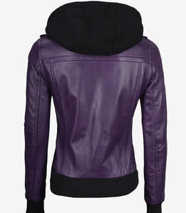 Colección Premium Chaquetas de cuero genuino con capucha Vintage para mujer Diseño personalizado Prendas de abrigo de alta calidad con relleno de algodón - Product Image 5