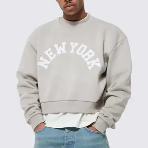 New Smart Men Slim Fit Custom Made Design Cotton Hot Selling OEM Fleece Plain Sweatshirt with Long Sleeve Custom logo