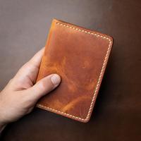 Dompet & Penutup Paspor Kulit Vintage Unisex Custom Logo Grosir, Model Pendek Terbuka, Portabel Multifungsi dengan Warna Kustom