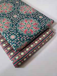 Conjunto de Tela de Algodón Estampada Jaipuri sin Costuras en la Parte Superior e Inferior |   Algodón 60x60 |   1 Lote de 5m Superior + 5m Inferior para Trajes de Niña - Product Image 4