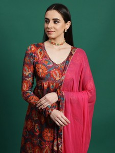 Ensemble tendance 2024 pour femme : Kurta Anarkali de créateur exclusif, pantalon assorti et magnifique dupatta en tissu CREAP – Style élégant - Product Image 6