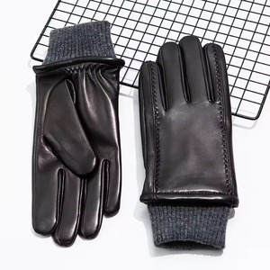 Guantes de invierno unisex personalizados, nueva piel de oveja de vaca auténtica, protección UV, guantes de ciclo de conducción para caballeros para mujer, táctil - Product Image 1
