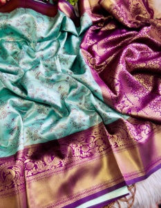 Belle tenue occasionnelle haute sur demande chemisier sari en soie douce avec travail de tissage couleur incroyable meilleur prix femme mode - Product Image 5