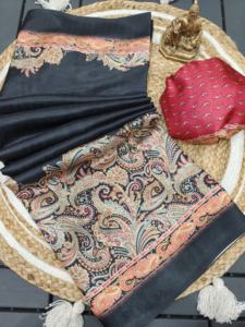 Pure Soft <b>Pashmina</b> Silk Saree Stole Elegant Beautiful Handwoven Printed Plain Style for Marriage Special Functions Indian - Product Image 5