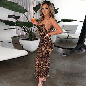 PASUXI Abito da Donna Casual di Lusso alla Moda con Stampa Leopardata, Gonna Lunga Aderente Sexy con Bretelle e Schiena Scoperta, Elegante <span class=keywords><strong>Vestito</strong></span> da Sera per Ragazze - Product Image 2