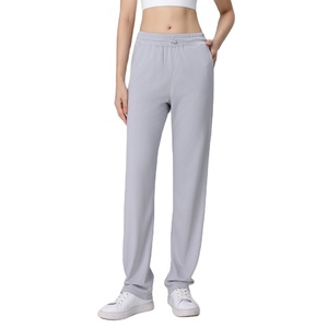 กางเกงวอร์มเอวสูงขาตรงของผู้หญิงกางเกงเลานจ์ทันสมัย - Product Image 1