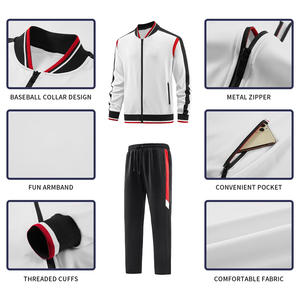 Survêtement zippé pour hommes, ensemble de jogging deux pièces, matériau respirant avec impression personnalisée, broderie et image de marque - Product Image 3